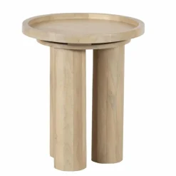 Table d'appoint ronde pour canapé Mango Barloo Beige - 43x41x51 cm
