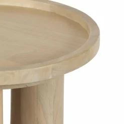 Table d'appoint ronde pour canapé Mango Barloo Beige - 43x41x51 cm