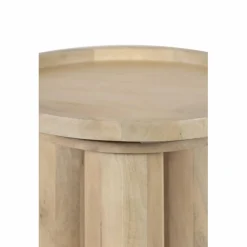 Table d'appoint ronde pour canapé Mango Barloo Beige - 43x41x51 cm