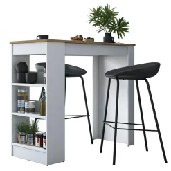 Table de bar ja103 noyer/blanc - 120x100x50 cm