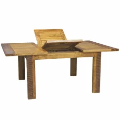 Table de repas carrée allonge bois strié Acacia Verone Naturel - 130x130x76 cm