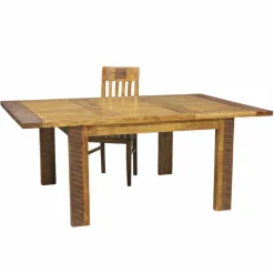 Table de repas carrée allonge bois strié Acacia Verone Naturel - 130x130x76 cm