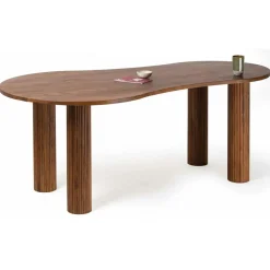 Table de repas ovale 3/4 pieds acacia arad marron - 200x90x76 cm