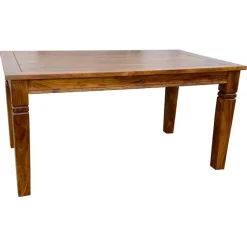 Table de repas rectangulaire + allonge marron - 155x90x76 cm