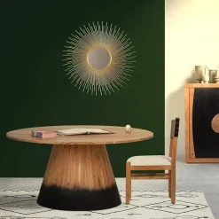 Table de repas ronde acacia dimona marron - D.140x76 cm