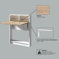 Table pliable Bracked ecru - 70x90x15 cm