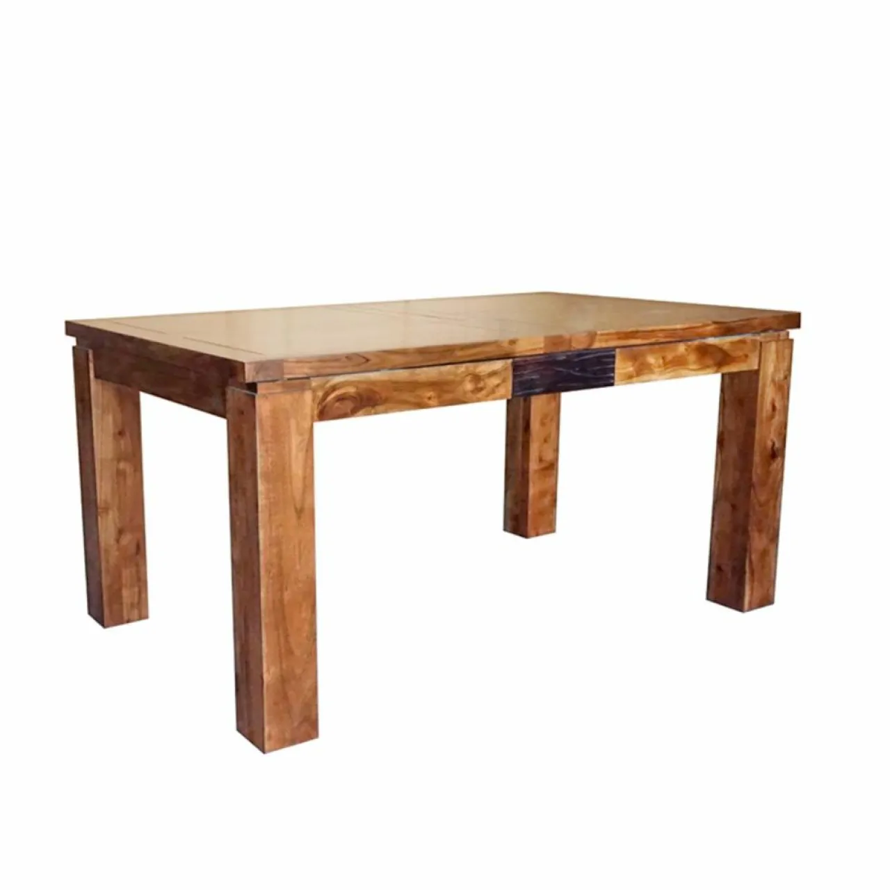 Table rectangulaire en bois sculpté bicolore 200/280 Acacia Maya Naturel - 200x100x78 cm