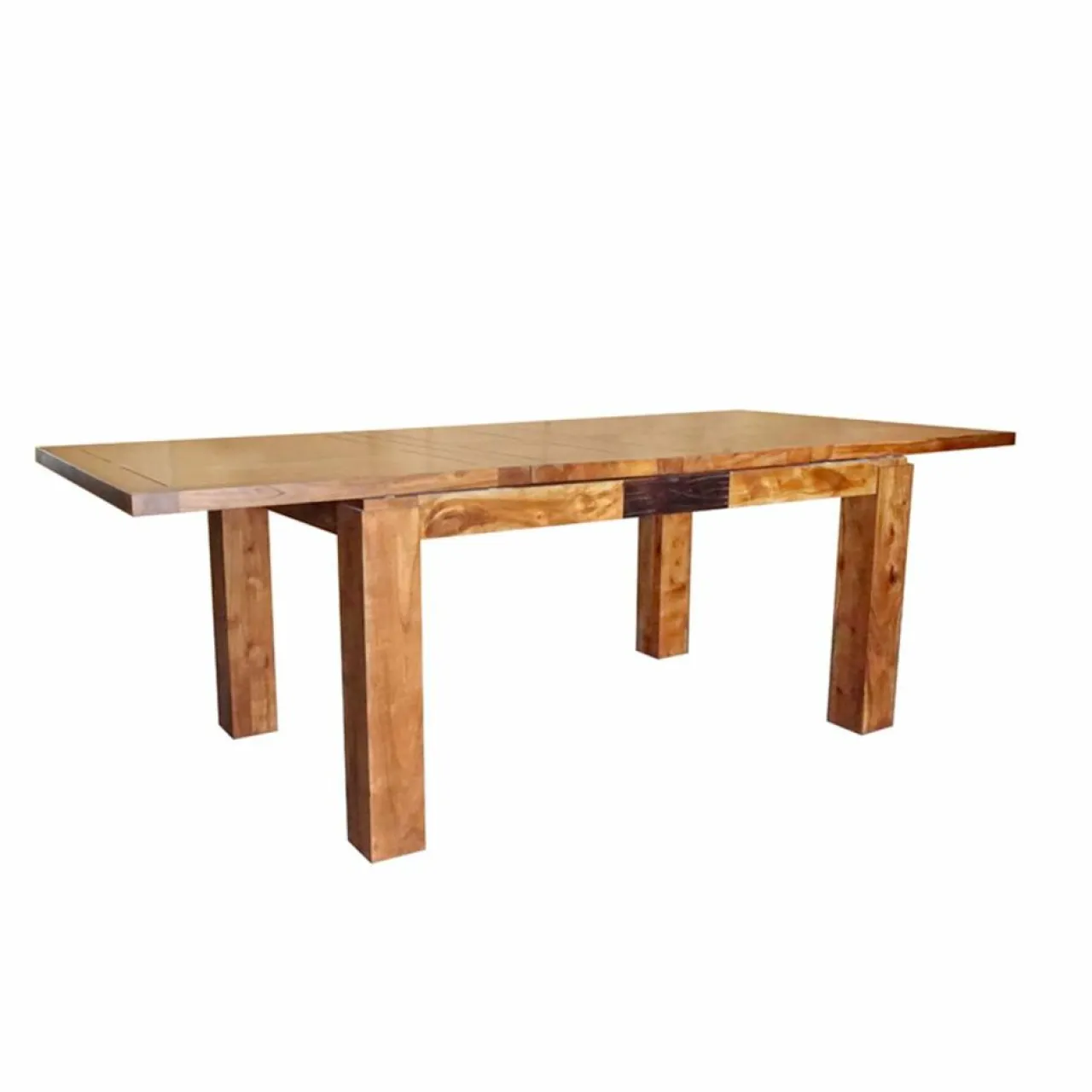Table rectangulaire en bois sculpté bicolore 200/280 Acacia Maya Naturel - 200x100x78 cm