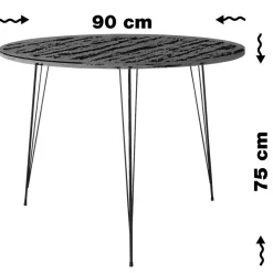 Table sandalf noir/blanc - 90x75x90 cm