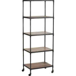 Étagère à roulettes manguier carnac marron - 57x42x162 cm