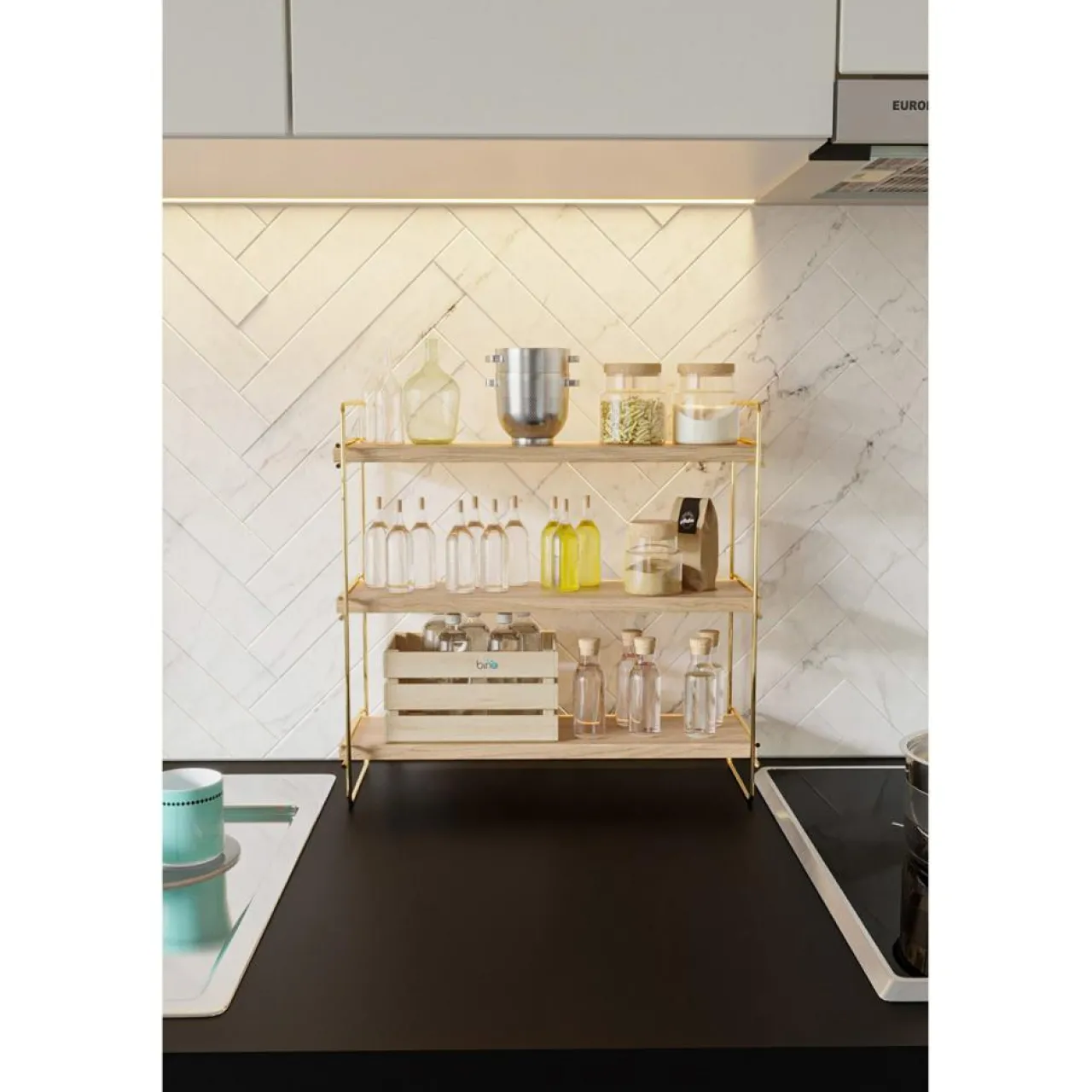 étagère doré/marron - 45x16x40 cm