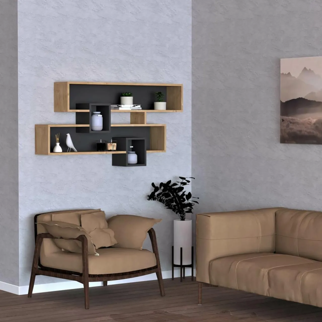 Étagère Karen saphir/anthracite - 120x22x72.2 cm