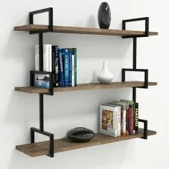 Étagère murale Uras noyer - 90x76x22,5 cm