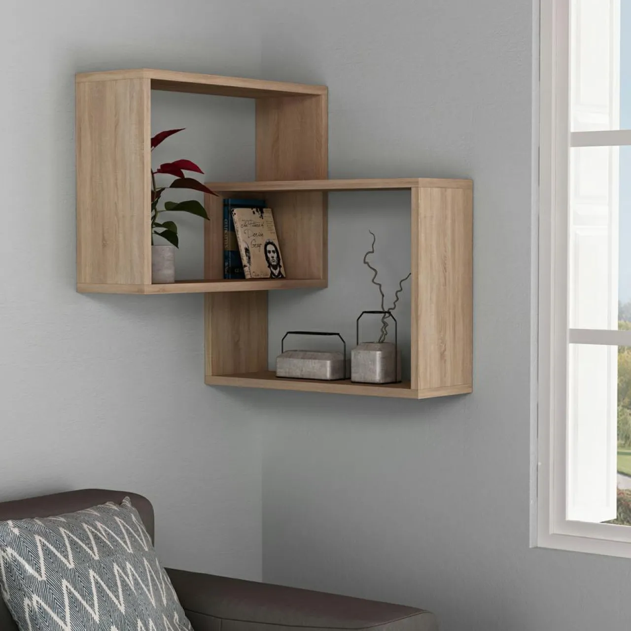 Étagère ring naturelle - 68x68x60 cm