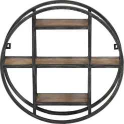 Étagère ronde murale manguier london marron - 60x15x60 cm