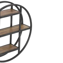 Étagère ronde murale manguier london marron - 60x15x60 cm