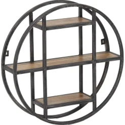 Étagère ronde murale manguier london marron - 60x15x60 cm