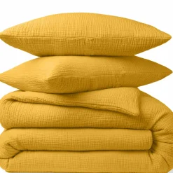 Taie d'oreiller 100% Gaze de coton jaune