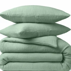 Taie d'oreiller 100% Gaze de coton verte