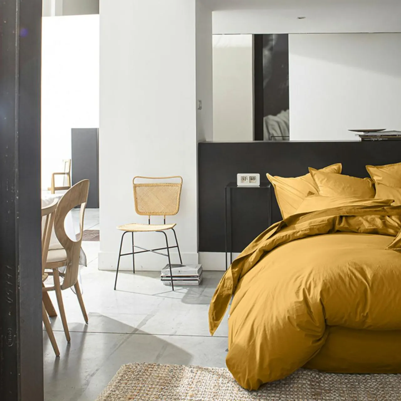 Taie D'oreiller 100% Percale de Coton jaune moutarde