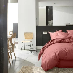 Taie D'oreiller 100% Percale de Coton vieux rose