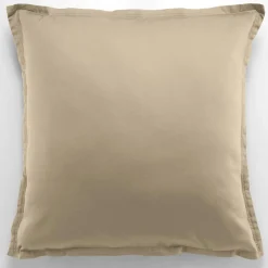 Taie d'oreiller avec volant satin de coton lavé beige
