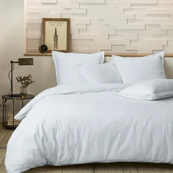 Taie d'oreiller avec volant en percale de coton lavé blanc nuage