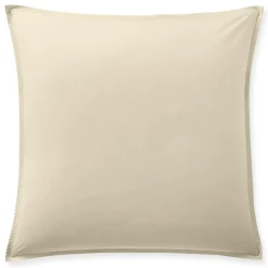 Taie d'oreiller avec volant en percale de coton lavé ecru naturel