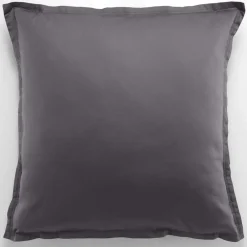 Taie d'oreiller avec volant satin de coton lavé grise