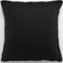 Taie d'oreiller avec volant satin de coton lavé noire