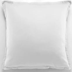 Taie d'oreiller avec volant satin de coton lavé blanche