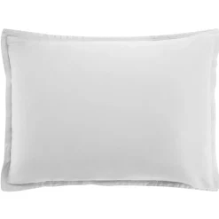 Taie d'oreiller avec volant satin de coton lavé blanche