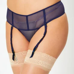 Tanga en Soie mélangée Glamour bleu marine