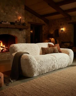 Teddy - Canapé 2 places en tissu fourrure imitation mouton