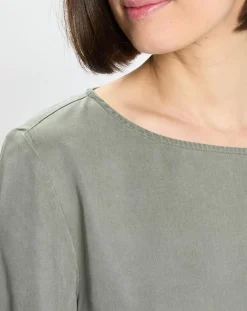 Top ample en Lyocell fluide kaki grisé