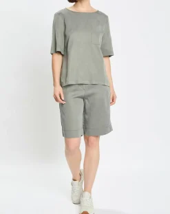 Top ample en Lyocell fluide kaki grisé