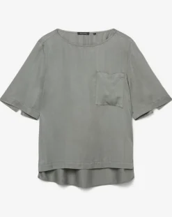 Top ample en Lyocell fluide kaki grisé