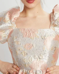 Top Brocard imprimé rose pâle/doré