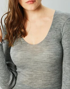 Top Cécile en Laine & Soie gris