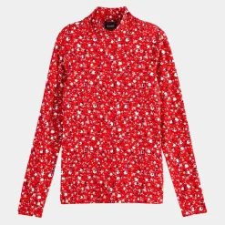 Top col montant imprimé floral rouge