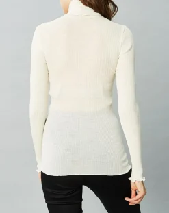 Top col roulé en Laine et Soie ivoire