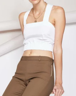 Top dos nu Agathe à brides croisées blanc