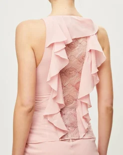 Top Elements en Soie mélangée rose/rouge