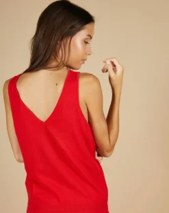 Top en Coton & Cachemire Juliette fines bretelles groseille