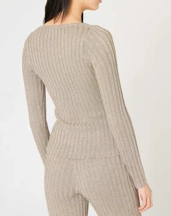 Top en maille Côte Lurex argenté