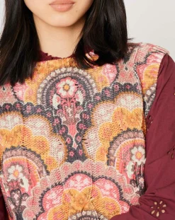 Top en maille Fall Torsade imprimé rose/multicolore