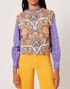 Top en maille Fall Torsade imprimé violet/multicolore