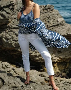 Top en Soie mélangée Naxos bleu