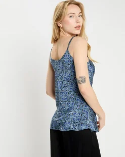 Top en Soie mélangée Naxos bleu