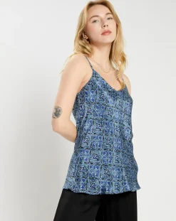 Top en Soie mélangée Naxos bleu